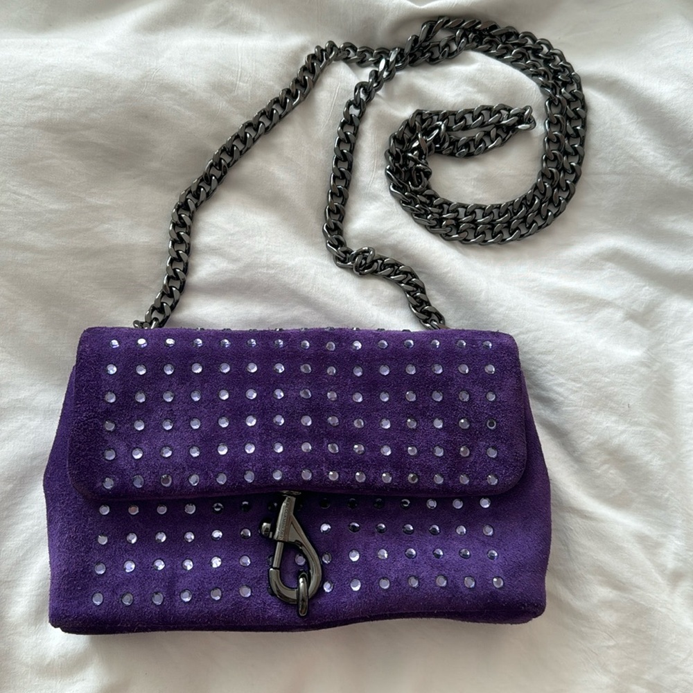 Rebecca Minkoff Edie date night crossbody with crystal studs Passion Flower
